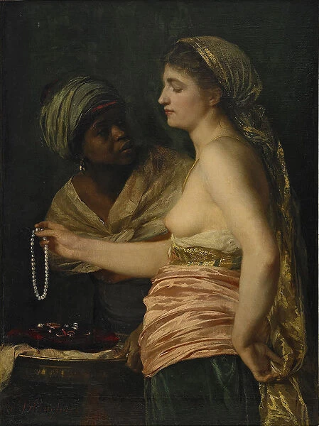 Girl with a Pearl Necklace, 1874. Artist: Blanchard, Edouard-Theophile (1844-1879)