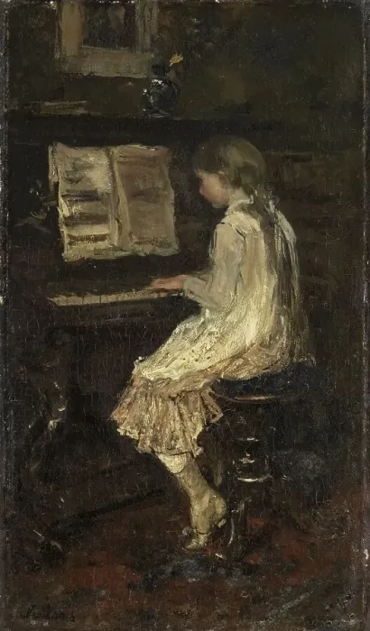 Framed Print : Girl at the Piano, c.1879. Creator: Jacob Henricus Maris Framed Print : Girl at the Piano, c.1879. Creator: Jacob Henricus Maris