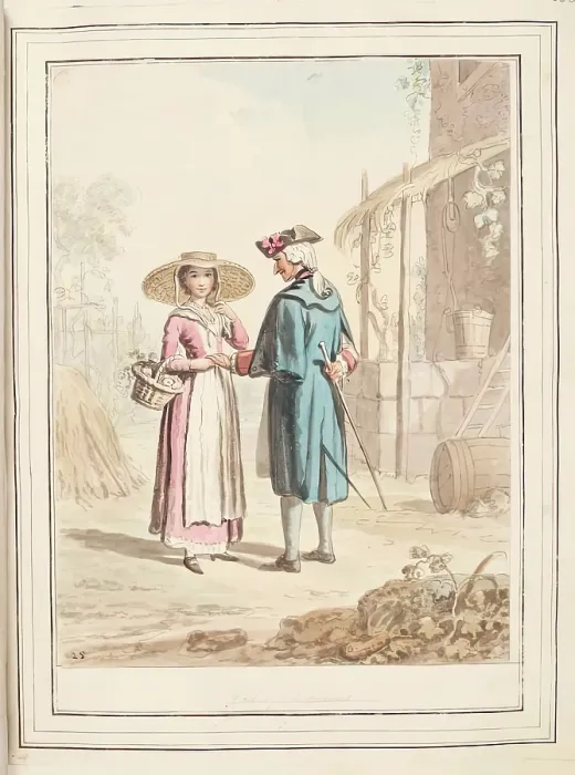 Framed Print : Girl of Piedmont, leaf from A Collection of Dresses by David Allan Mostly from Nature, 1776 Framed Print : Girl of Piedmont, leaf from A Collection of Dresses by David Allan Mostly from Nature, 1776