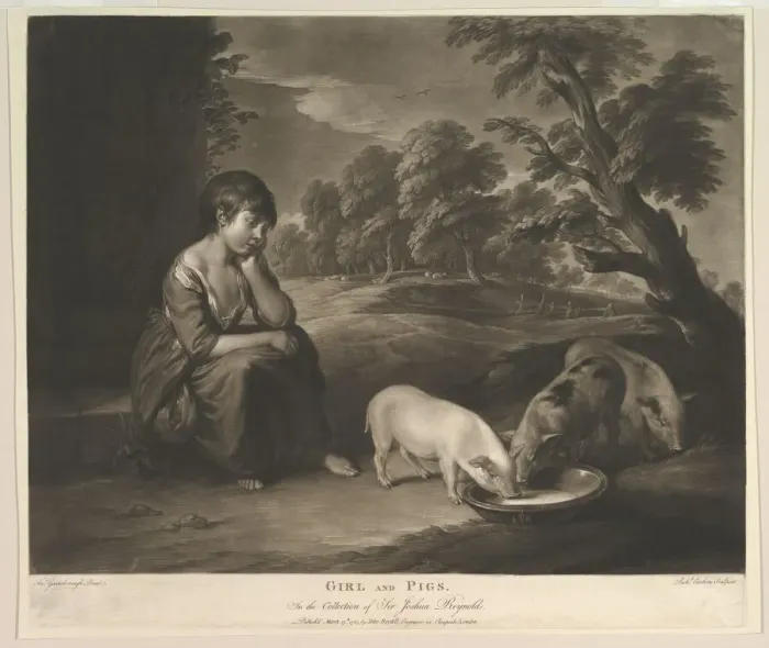 Framed Print : Girl and Pigs, 1783. Creator: Richard Earlom Framed Print : Girl and Pigs, 1783. Creator: Richard Earlom