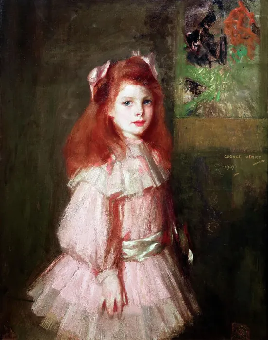 Framed Print : Girl in pink, 1907. Creator: George Henry