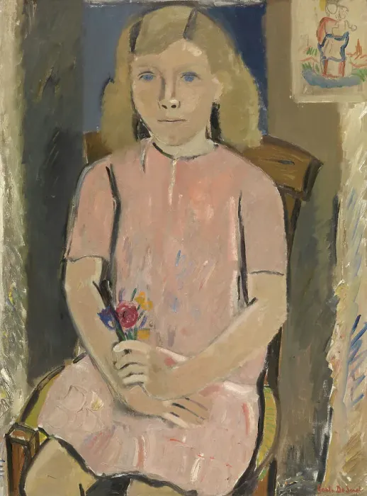Framed Print : Girl in Pink, 1937. Creator: Gustave De Smet Framed Print : Girl in Pink, 1937. Creator: Gustave De Smet