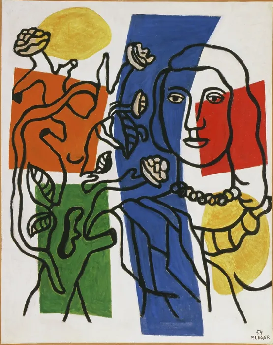 Framed Print : Girl with Plant, 1954. Creator: Fernand Leger Framed Print : Girl with Plant, 1954. Creator: Fernand Leger