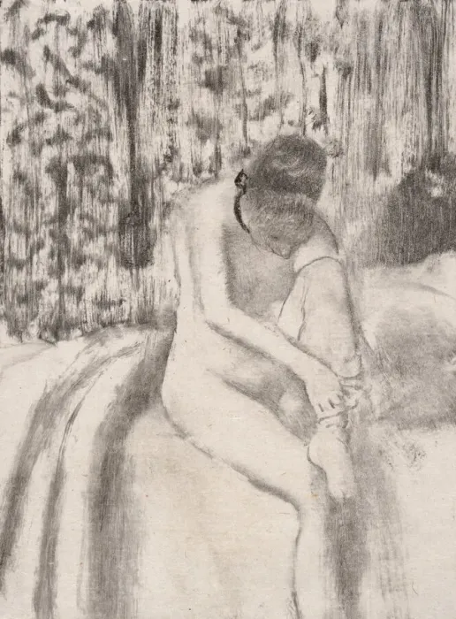 Framed Print : Girl Putting on Her Stockings, 1876-77. Creator: Edgar Degas Framed Print : Girl Putting on Her Stockings, 1876-77. Creator: Edgar Degas
