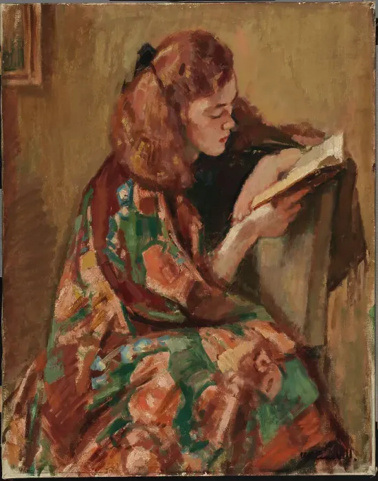 Framed Print : Girl Reading, 1921-1922. Creator: Magnus Enckell Framed Print : Girl Reading, 1921-1922. Creator: Magnus Enckell