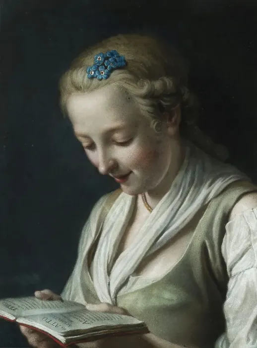 Framed Print : A girl reading. Creator: Rotari, Pietro Antonio (1707-1762) Framed Print : A girl reading. Creator: Rotari, Pietro Antonio (1707-1762)