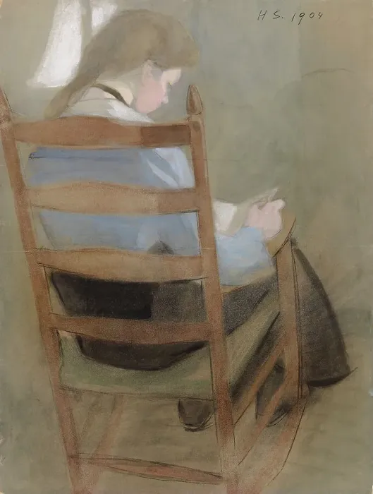 Framed Print : Girl Reading (Seated Girl), 1904. Creator: Helene Schjerfbeck Framed Print : Girl Reading (Seated Girl), 1904. Creator: Helene Schjerfbeck