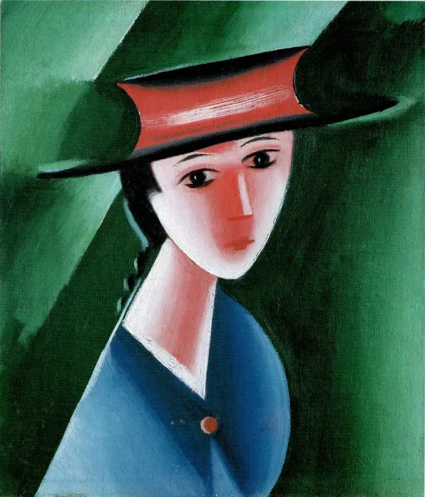 Framed Print : Girl with Red Hat, 1915. Artist: Capek, Josef (1887-1945) Framed Print : Girl with Red Hat, 1915. Artist: Capek, Josef (1887-1945)