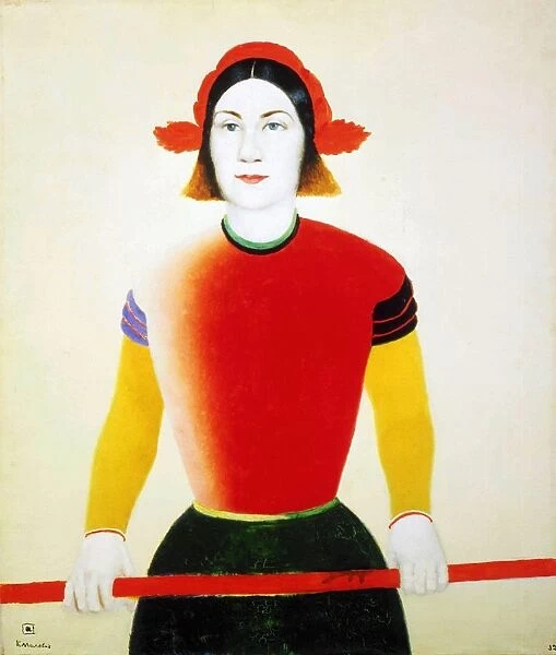 A Girl with a Red Pole, 1932-1933. Artist: Kazimir Malevich