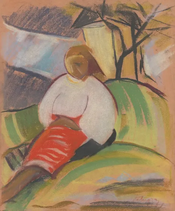 Framed Print : Girl in a red skirt, 1931. Creator: Zolo Palugyay Framed Print : Girl in a red skirt, 1931. Creator: Zolo Palugyay