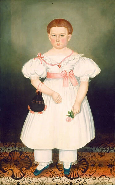 Girl with Reticule and Rose, c. 1840. Creator: Joseph Whiting Stock