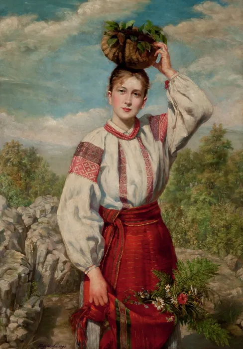 Framed Print : Girl Returning from the Forest, 1893. Creator: Antonina Majewska Framed Print : Girl Returning from the Forest, 1893. Creator: Antonina Majewska