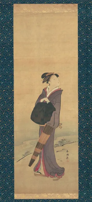 Framed Print : Girl on River Bank, c. 1780 / 95. Creator: Katsukawa Shuncho Framed Print : Girl on River Bank, c. 1780 / 95. Creator: Katsukawa Shuncho