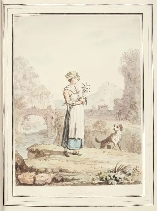 Framed Print : Girl of Savoy, leaf from A Collection of Dresses by David Allan Mostly from Nature, 1776 Framed Print : Girl of Savoy, leaf from A Collection of Dresses by David Allan Mostly from Nature, 1776