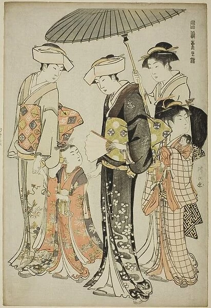 A Girl and Four Servants, from the series 'A Brocade of Eastern Manners... c