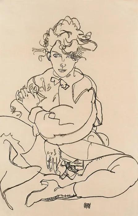 Framed Print : Girl sitting with spread legs, 1918. Artist: Schiele, Egon (1890?1918) Framed Print : Girl sitting with spread legs, 1918. Artist: Schiele, Egon (1890?1918)