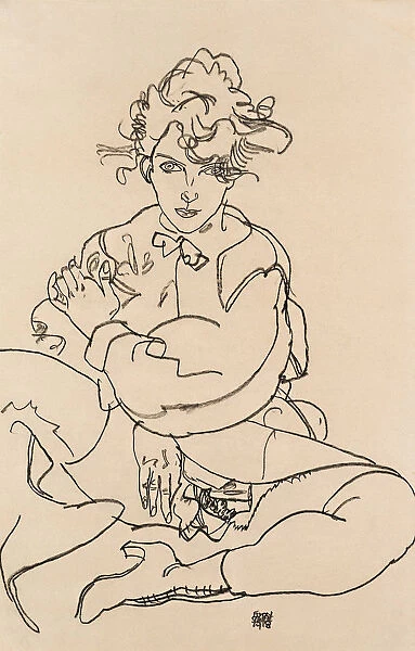 Girl sitting with spread legs, 1918. Artist: Schiele, Egon (1890?1918)