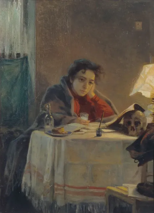 Framed Print : A Girl Student, 1904. Artist: Myasoedov, Grigori Grigoryevich (1834-1911) Framed Print : A Girl Student, 1904. Artist: Myasoedov, Grigori Grigoryevich (1834-1911)