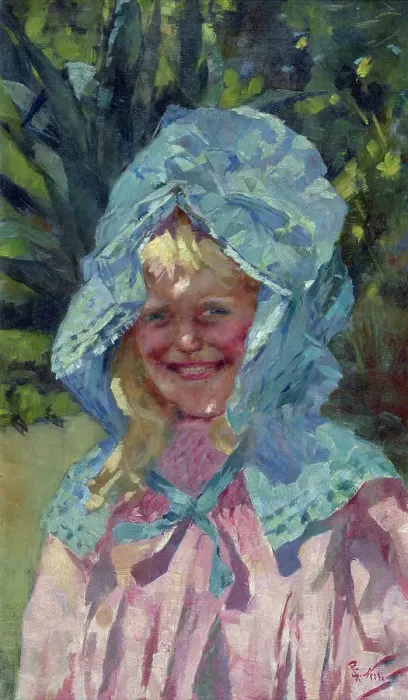 Framed Print : Girl in sunbonnet, c1897. Creator: Girolamo Pieri Nerli Framed Print : Girl in sunbonnet, c1897. Creator: Girolamo Pieri Nerli