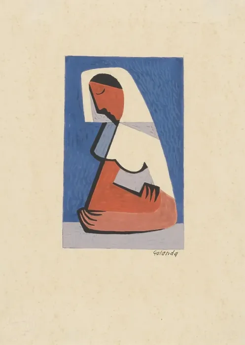 Framed Print : Girl at the table, 1936. Creator: Mikulas Galanda Framed Print : Girl at the table, 1936. Creator: Mikulas Galanda
