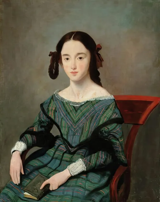 Framed Print : Girl in a Tartan Dress, c1840. Creator: Unknown Framed Print : Girl in a Tartan Dress, c1840. Creator: Unknown