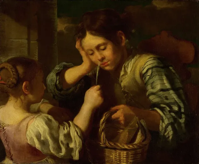 Framed Print : Girl Teasing a Boy. Creator: Bernhard Keil Framed Print : Girl Teasing a Boy. Creator: Bernhard Keil