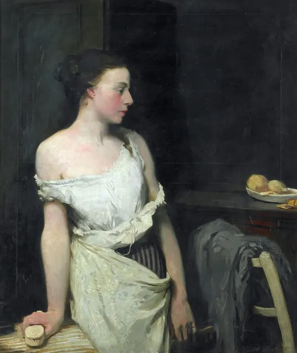Framed Print : Girl at her toilet, c1910. Creator: Glyn Warren Philpot Framed Print : Girl at her toilet, c1910. Creator: Glyn Warren Philpot
