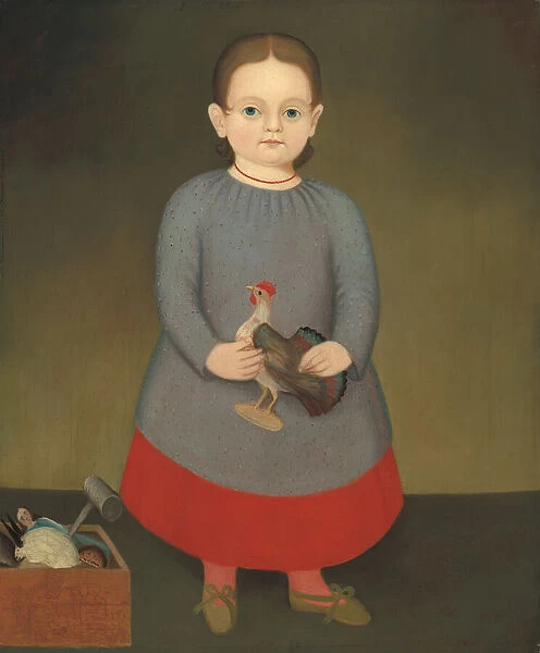 Girl with Toy Rooster, c. 1840. Creator: Unknown