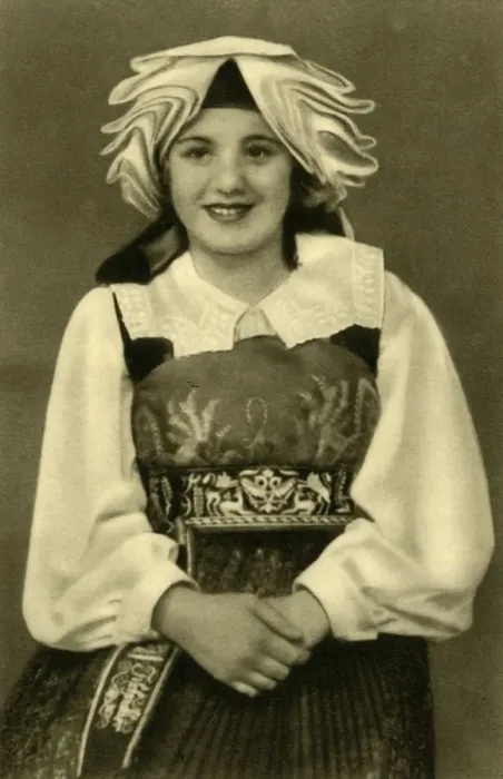 Framed Print : Girl in traditional costume, Gailtal, Austria, c1935. Creator: Unknown Framed Print : Girl in traditional costume, Gailtal, Austria, c1935. Creator: Unknown