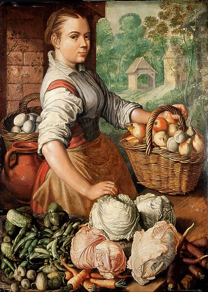 Girl with Vegetables, 1566. Creator: Beuckelaer, Joachim (ca. 1533-1574)