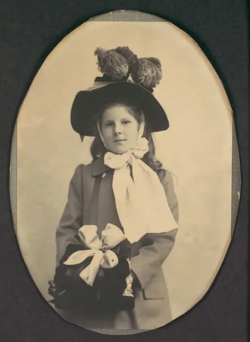 Framed Print : [Girl in Walking Costume with Hat and Muff], 1890s. Creator: Frederick Gutekunst
