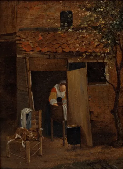 Framed Print : Girl washing clothes. Creator: Hooch, Pieter, de (1629-1684) Framed Print : Girl washing clothes. Creator: Hooch, Pieter, de (1629-1684)