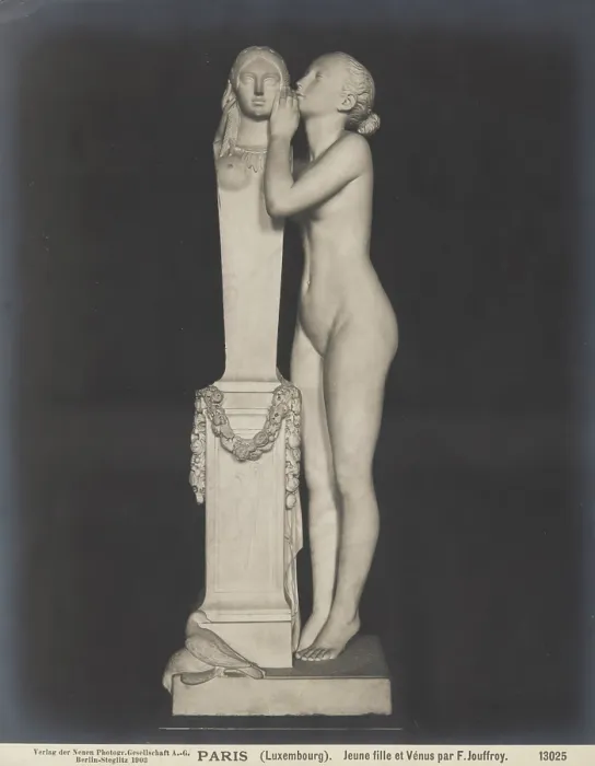 Framed Print : 'Girl Whispering into the Ear of Venus', 1839, (1903). Creator: Neue Photographische Gesellschaft Framed Print : 'Girl Whispering into the Ear of Venus', 1839, (1903). Creator: Neue Photographische Gesellschaft