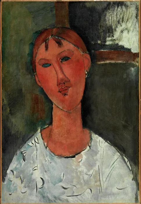 Framed Print : Girl in a White Blouse, c1915. Creator: Amadeo Modigliani Framed Print : Girl in a White Blouse, c1915. Creator: Amadeo Modigliani