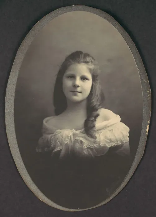 Framed Print : [Girl with White Off-the-Shoulder Dress], 1890s. Creator: Frederick Gutekunst
