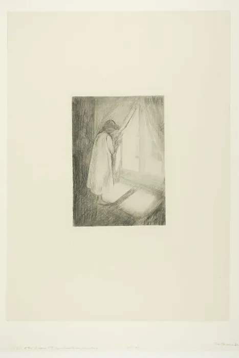 Framed Print : The Girl at the Window, 1894. Creator: Edvard Munch Framed Print : The Girl at the Window, 1894. Creator: Edvard Munch