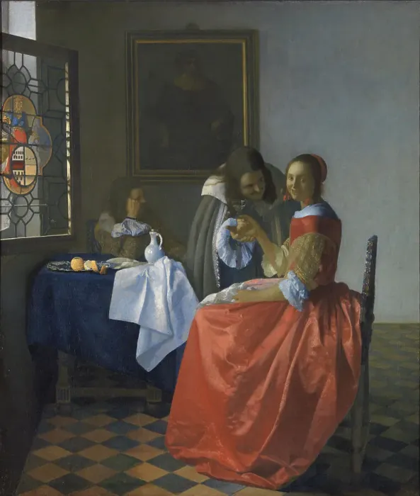 Framed Print : The Girl with the Wineglass. Artist: Vermeer, Jan (Johannes) (1632-1675) Framed Print : The Girl with the Wineglass. Artist: Vermeer, Jan (Johannes) (1632-1675)