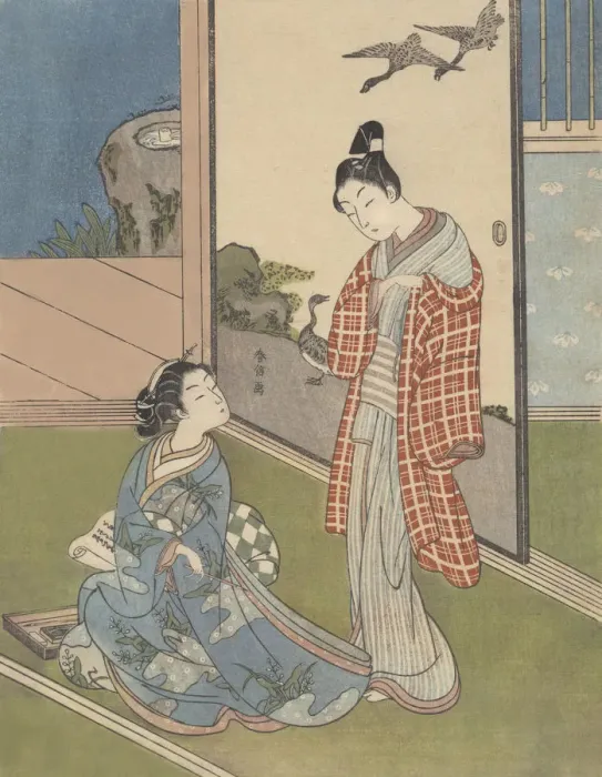 Framed Print : A Girl Writing a Letter, 18th century. 18th century. Creator: Suzuki Harunobu Framed Print : A Girl Writing a Letter, 18th century. 18th century. Creator: Suzuki Harunobu