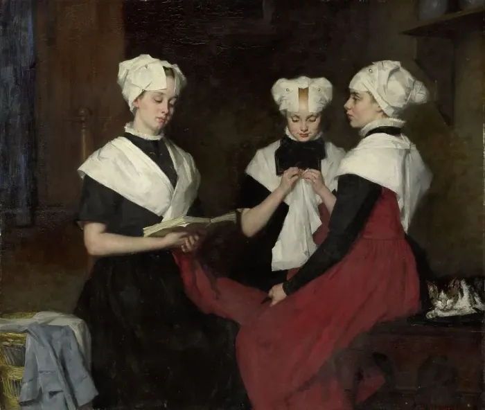 Framed Print : Three girls from the Amsterdam Burgerweeshuis, 1885. Creator: Thérèse Schwartze Framed Print : Three girls from the Amsterdam Burgerweeshuis, 1885. Creator: Thérèse Schwartze
