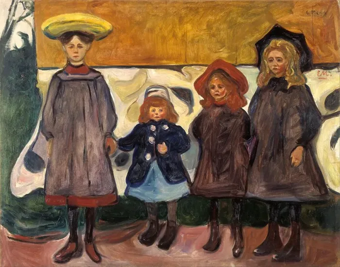 Framed Print : Four Girls in Asgardstrand Framed Print : Four Girls in Asgardstrand