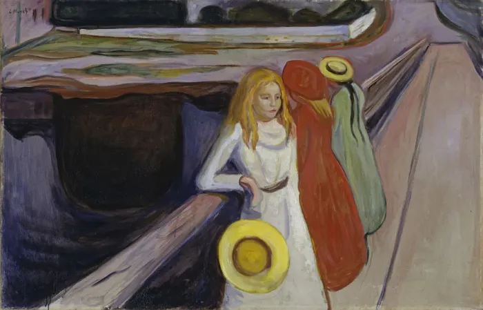 Framed Print : The Girls on the Bridge. Artist: Munch, Edvard (1863-1944) Framed Print : The Girls on the Bridge. Artist: Munch, Edvard (1863-1944)