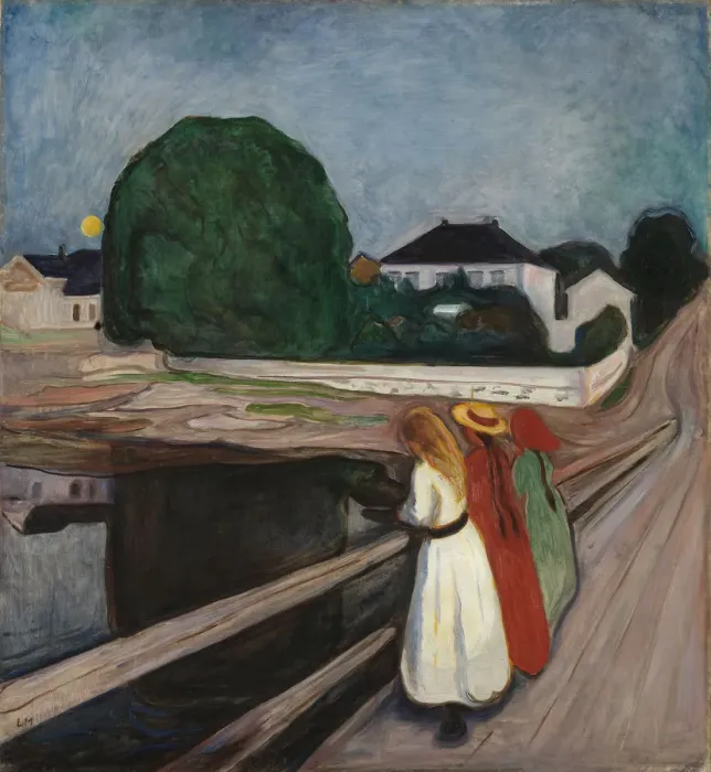 Framed Print : The Girls on the Bridge. Artist: Munch, Edvard (1863-1944) Framed Print : The Girls on the Bridge. Artist: Munch, Edvard (1863-1944)