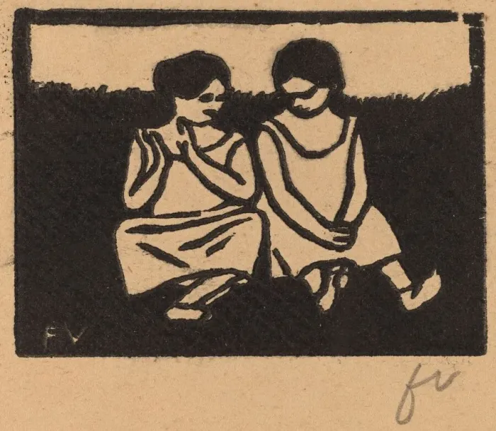 Framed Print : Two Girls in Chemises (Deux fillettes en chemise), 1893. Creator: Felix Vallotton Framed Print : Two Girls in Chemises (Deux fillettes en chemise), 1893. Creator: Felix Vallotton