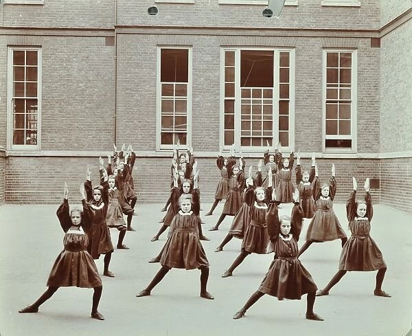 Girls exercise drill, Montem Street School, Islington, London, 1906