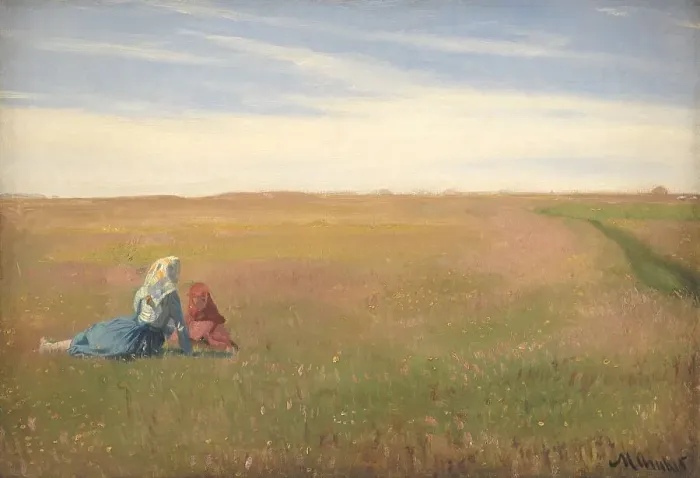 Framed Print : Two Girls in a Field. A Summer's Day, 1885-1889. Creator: Michael Peter Ancher Framed Print : Two Girls in a Field. A Summer's Day, 1885-1889. Creator: Michael Peter Ancher