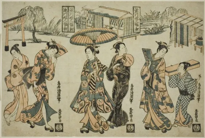 Framed Print : Girls of Fukagawa - A Triptych (Fukagawa musume sanpukutsui), c. 1755 Framed Print : Girls of Fukagawa - A Triptych (Fukagawa musume sanpukutsui), c. 1755