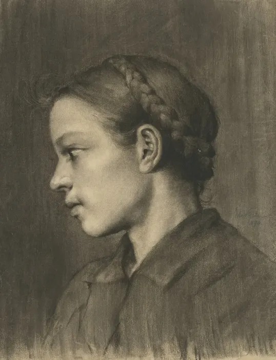 Framed Print : Girl's head, 1894. Creator: Julius Eder. Girl's head, 1894. Creator: Julius Eder
