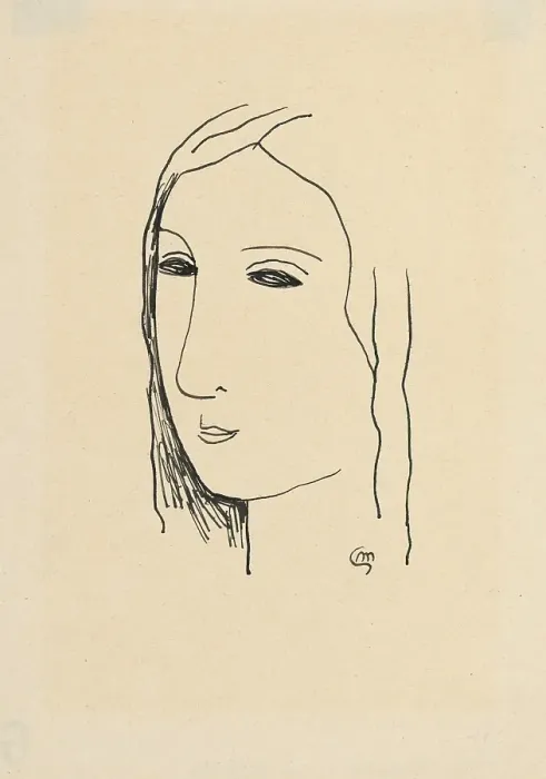 Framed Print : Girl's head, 1928-1929. Creator: Mikulas Galanda. Girl's head, 1928-1929. Creator: Mikulas Galanda
