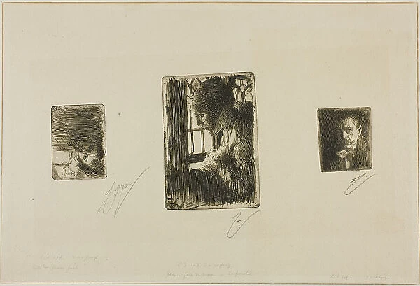 Girl's Head; Peasant Girl at Window; Anders Zorn, 1897-98. Creator: Anders Leonard Zorn