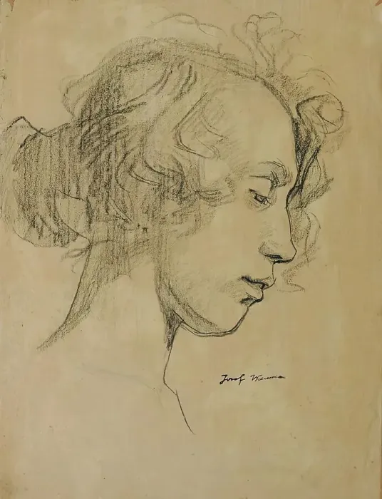 Framed Print : Girl's head in profile, 1920. Creator: Josef Wawra Framed Print : Girl's head in profile, 1920. Creator: Josef Wawra